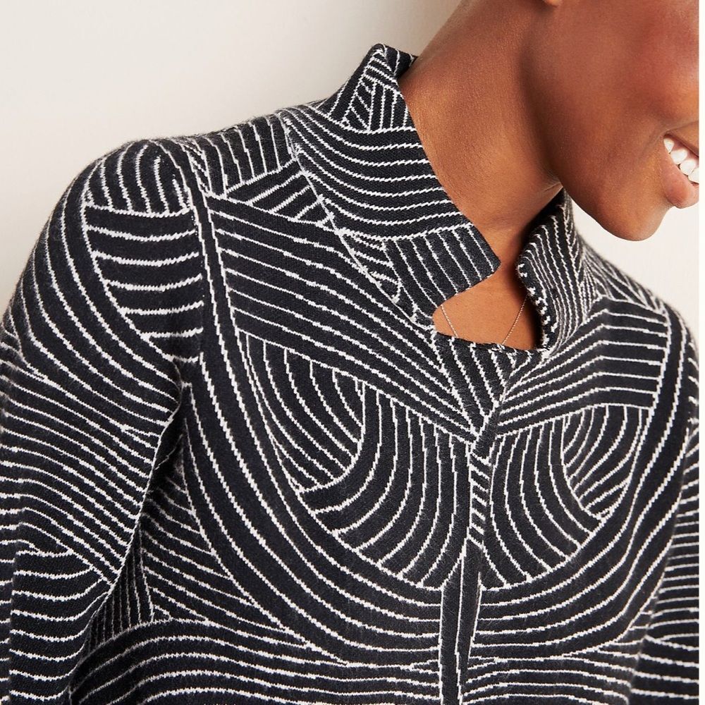 Anthropologie Abstract Print Monochrome Knit Jacket Size Small - Picture 3 of 14